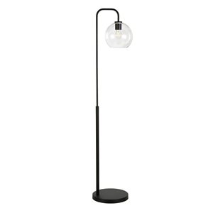 Hailey Home Harrison 62-in H Black Arc Floor Lamp w/ Clear Glass Shade