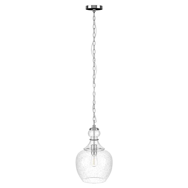 Luminaire suspendu Verona Hailey Home 11 po l. nickel avec abat-jour en verre bullé