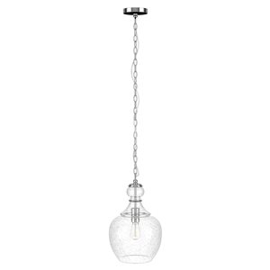 Luminaire suspendu Verona Hailey Home 11 po l. nickel avec abat-jour en verre bullé