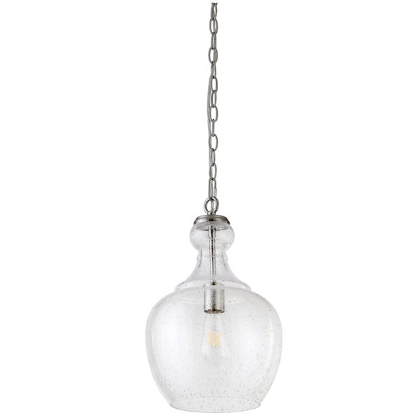 Hailey Home Verona 11-in W Brushed Nickel Pendant Ceiling Light w/ Bubble Glass Shade