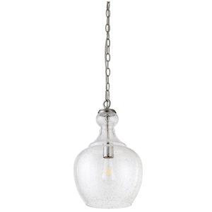 Hailey Home Verona 11-in W Brushed Nickel Pendant Ceiling Light w/ Bubble Glass Shade