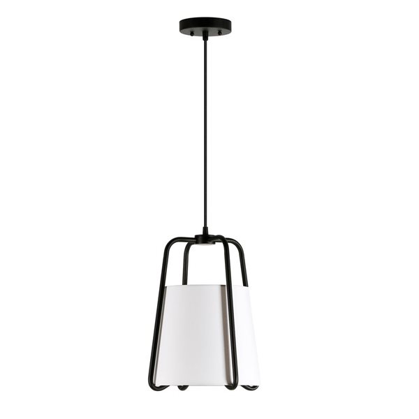 Luminaire suspendu Marduk Hailey Home 11 po l. noir avec abat-jour en tissu