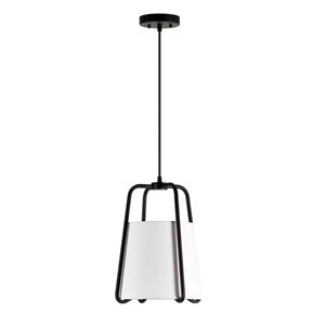 Luminaire suspendu Marduk Hailey Home 11 po l. noir avec abat-jour en tissu