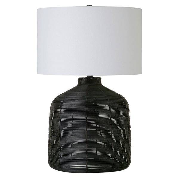 Lampe de table Jolina de Hailey Home 27 po h. rotin noir avec abat-jour en tissu