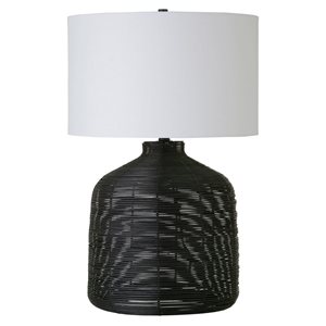 Lampe de table Jolina de Hailey Home 27 po h. rotin noir avec abat-jour en tissu