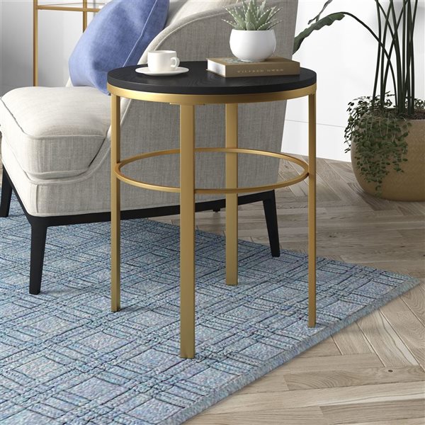 Hailey Home Gaia Brass Composite Round End Table