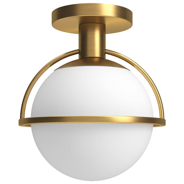 Hailey Home Cieonna 9.25-in W Brass Semi Flush Mount Light w/ Frosted Glass Shade