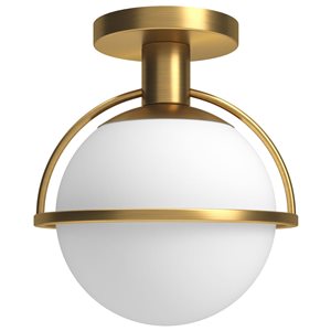 Hailey Home Cieonna 9.25-in W Brass Semi Flush Mount Light w/ Frosted Glass Shade