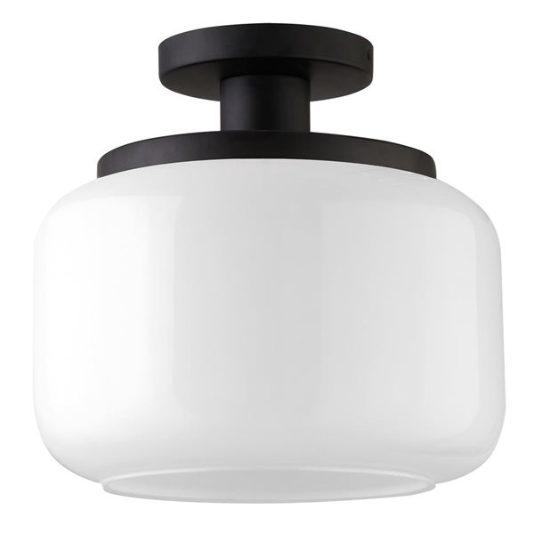 Hailey Home Tatum 11-in W Black Semi Flush Mount Light w/ Frosted Glass Shade