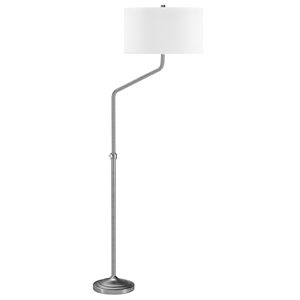 Hailey Home Callum 66-in H Brushed Nickel Height-Adjustable Floor Lamp w/ White Fabric Shade