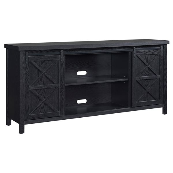 Hailey Home Elmwood Black Grain TV Stand for TVs up to 75-in