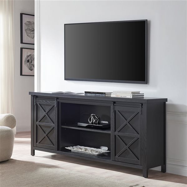 Hailey Home Elmwood Black Grain TV Stand for TVs up to 75-in