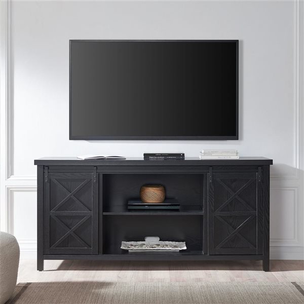 Hailey Home Elmwood Black Grain TV Stand for TVs up to 75-in