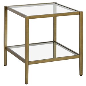 Hailey Home Hera Brass Glass Square End Table