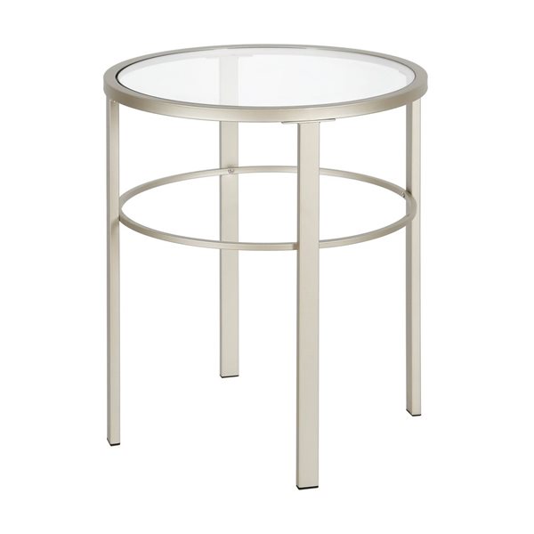 Table d'appoint ronde Gaia de Hailey Home nickel avec surface en verre