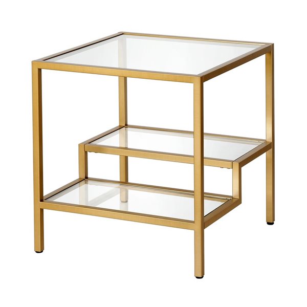 Hailey Home Lovett Brass Glass Square End Table