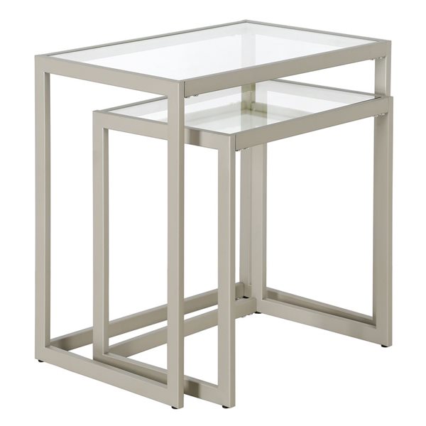 Hailey Home Rocco Nickel Glass Rectangular End Table