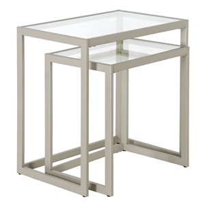 Hailey Home Rocco Nickel Glass Rectangular End Table