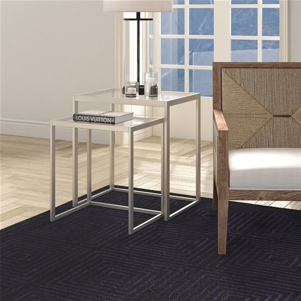 Hailey Home Rocco Nickel Glass Rectangular End Table