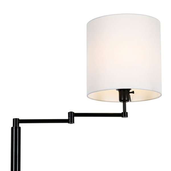 Hailey Home Moby 62-in H Black Swing Arm Floor Lamp w/ White Fabric Shade