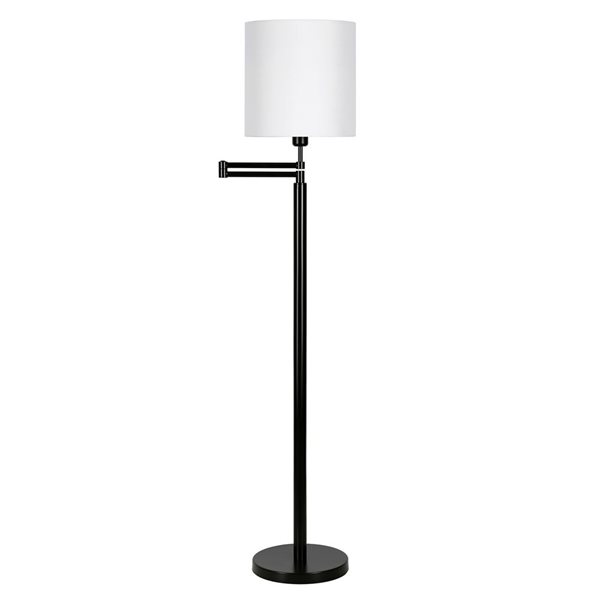 Hailey Home Moby 62-in H Black Swing Arm Floor Lamp w/ White Fabric Shade