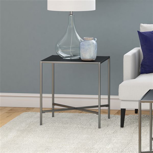 Hailey Home Henley Grey Metal Square End Table