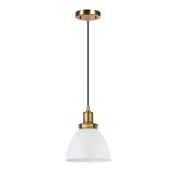 Luminaire suspendu Madison Hailey Home 8 po l. blanc avec abat-jour en métal