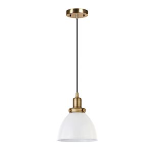 Luminaire suspendu Madison Hailey Home 8 po l. blanc avec abat-jour en métal