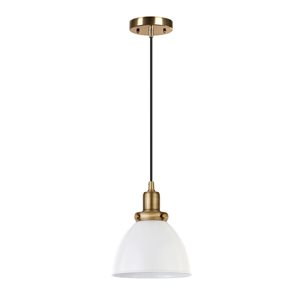 Hailey Home Madison 8-in W White Pendant Ceiling Light w/ Metal Shade