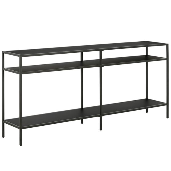 Hailey Home Sivil 64-in W 3-Tier Blackened Bronze Metal Modern Console Table w/ Metal Shelves