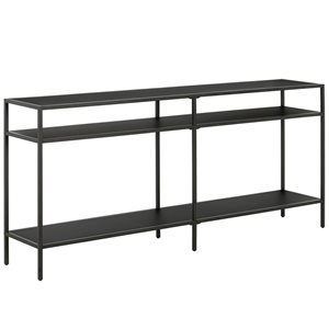 Hailey Home Sivil 64-in W 3-Tier Blackened Bronze Metal Modern Console Table w/ Metal Shelves