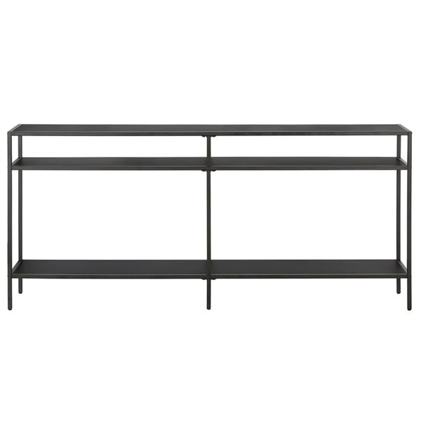 Hailey Home Sivil 64-in W 3-Tier Blackened Bronze Metal Modern Console Table w/ Metal Shelves