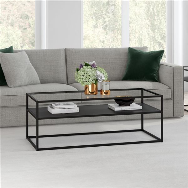 Table basse Ada de Hailey Home noir avec surface en verre