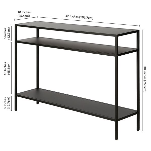 Hailey Home Ricardo 42-in W 3-Tier Blackened Bronze Metal Modern Console Table w/ Metal Shelves