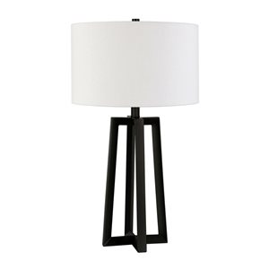 Lampe de table Helena de Hailey Home 24,5 po h. métal bronze noirci avec abat-jour en tissu blanc