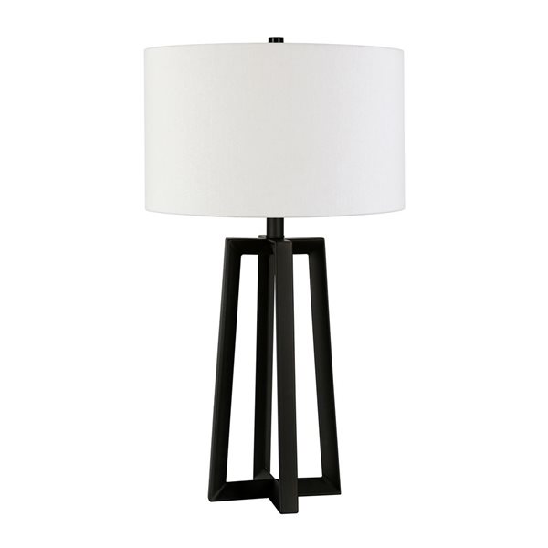 Hailey Home Helena 24.5-in H Blackened Bronze Metal Table Lamp with White Fabric Shade