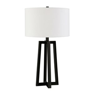 Hailey Home Helena 24.5-in H Blackened Bronze Metal Table Lamp with White Fabric Shade