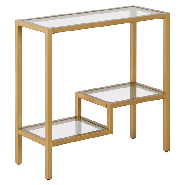 Hailey Home Lovett Brass Glass Rectangular End Table