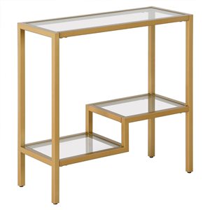 Hailey Home Lovett Brass Glass Rectangular End Table