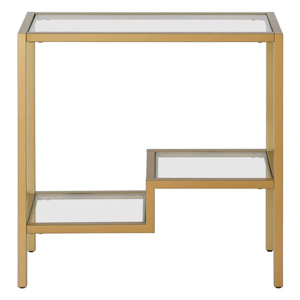 Hailey Home Lovett Brass Glass Rectangular End Table