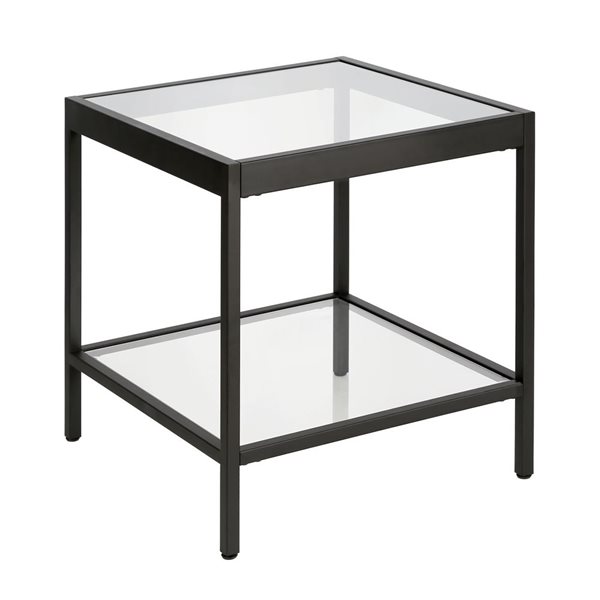 Table d'appoint carrée Alexis de Hailey Home noir avec surface en verre