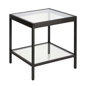 Table d'appoint carrée Alexis de Hailey Home noir avec surface en verre