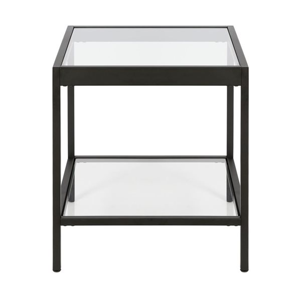 Hailey Home Alexis Black Glass Square End Table