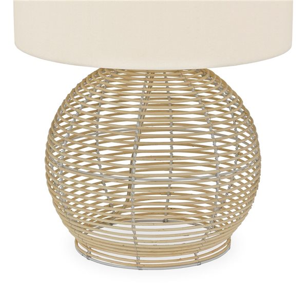 Lampe de table Bryn de Hailey Home 21,5 po h. rotin naturel avec abat-jour en tissu