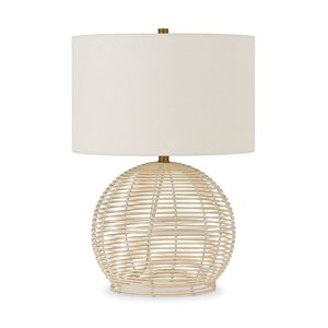 Hailey Home Bryn 21.5-in H Natural Rattan Table Lamp with Fabric Shade