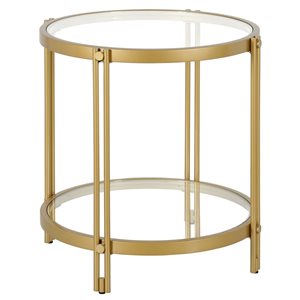 Hailey Home Inez Brass Glass Round End Table