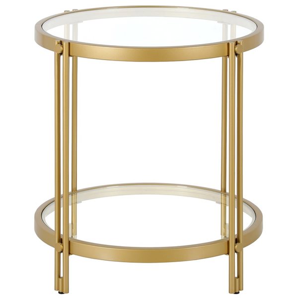 Hailey Home Inez Brass Glass Round End Table