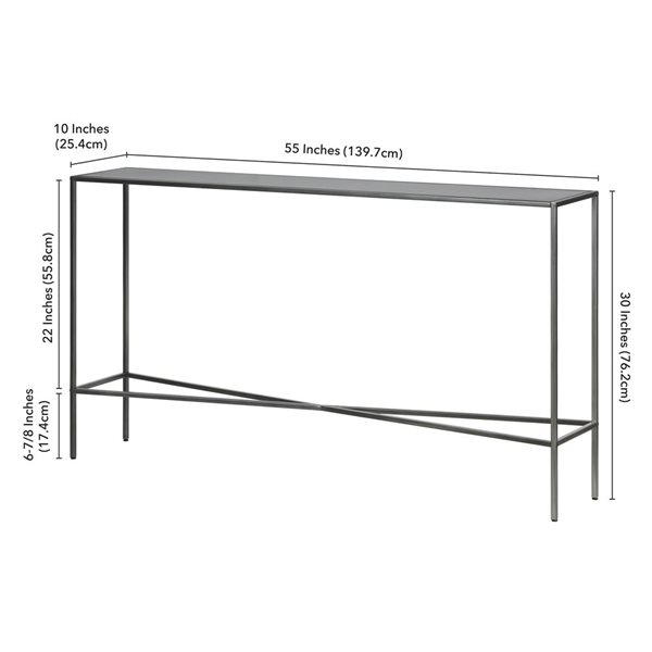 Hailey Home Henley 55 W x 30-in H Gunmetal Grey Metal Industrial Console Table w/ Metal Top