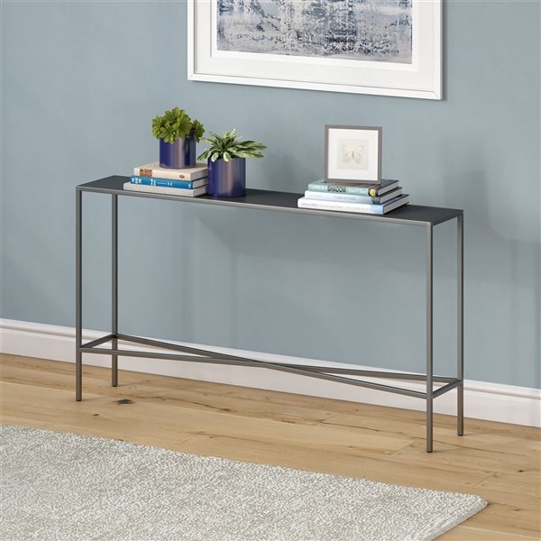 Hailey Home Henley 55 W x 30-in H Gunmetal Grey Metal Industrial Console Table w/ Metal Top