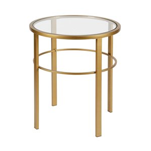 Table d'appoint ronde Gaia de Hailey Home laiton avec surface en verre